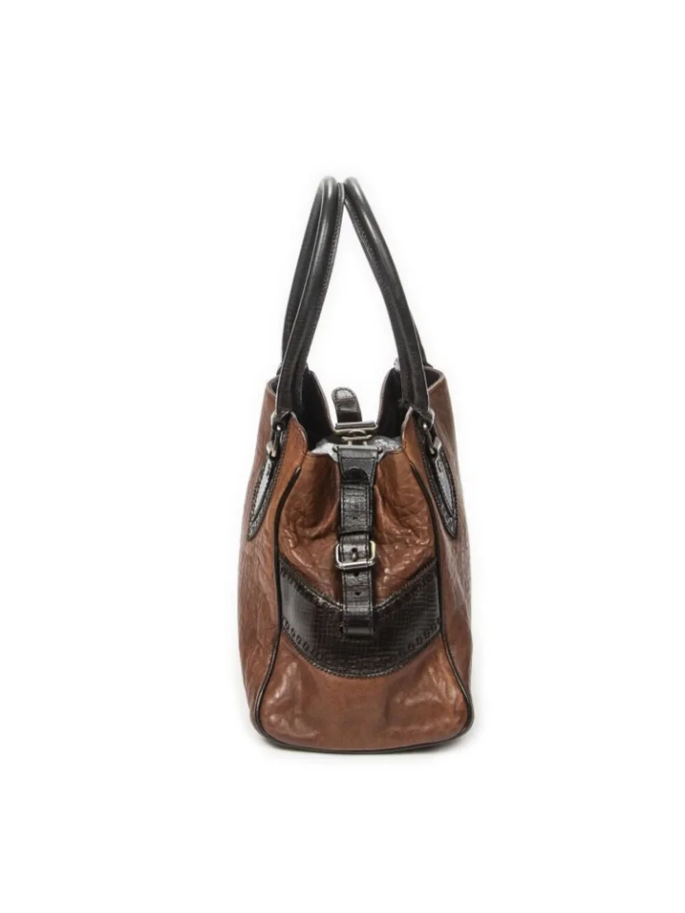 Fendi Small du Jour Tote Bag Brown Spike Calfskin Leather